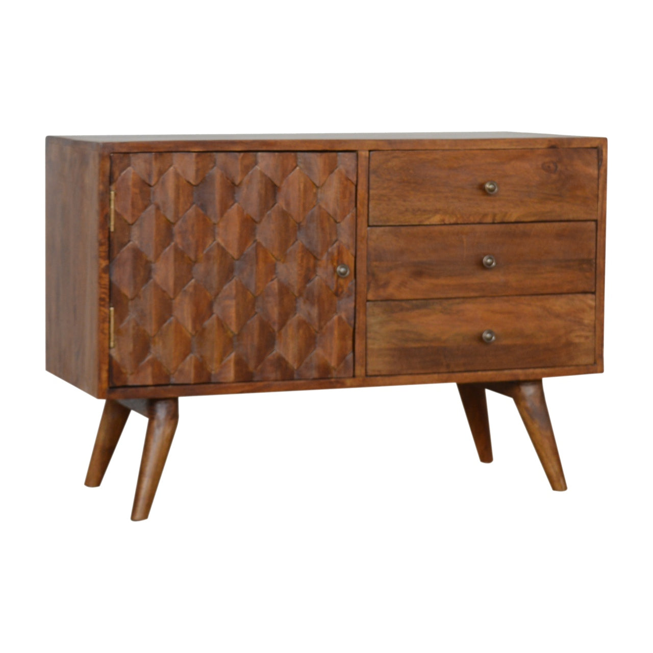 Carved Chestnut Sideboard Chest of Drawers | Hand-Carved