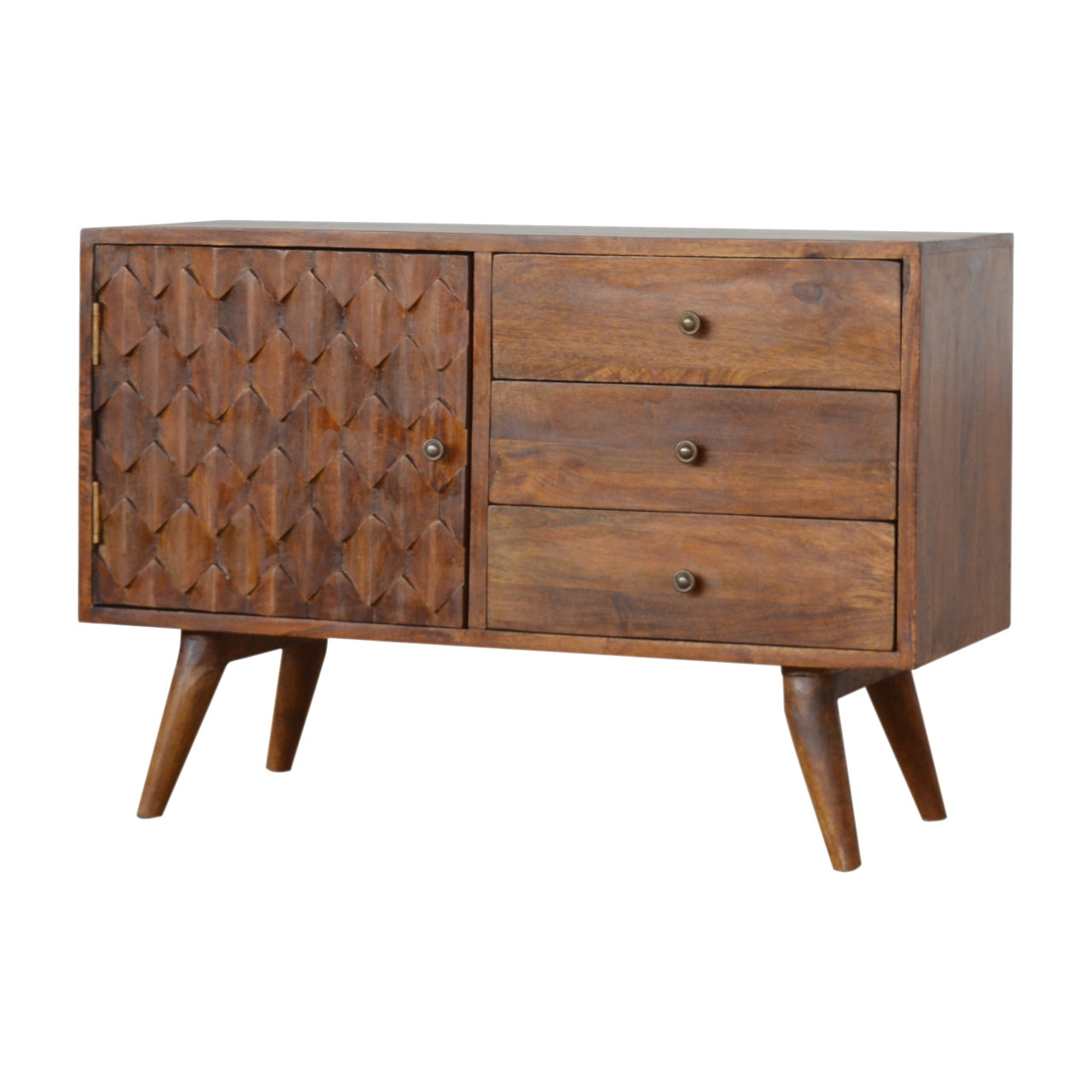 Carved Chestnut Sideboard Chest of Drawers | Hand-Carved