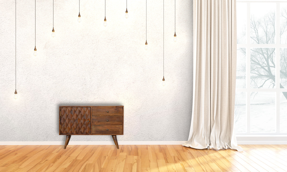 Carved Chestnut Sideboard Chest of Drawers | Hand-Carved