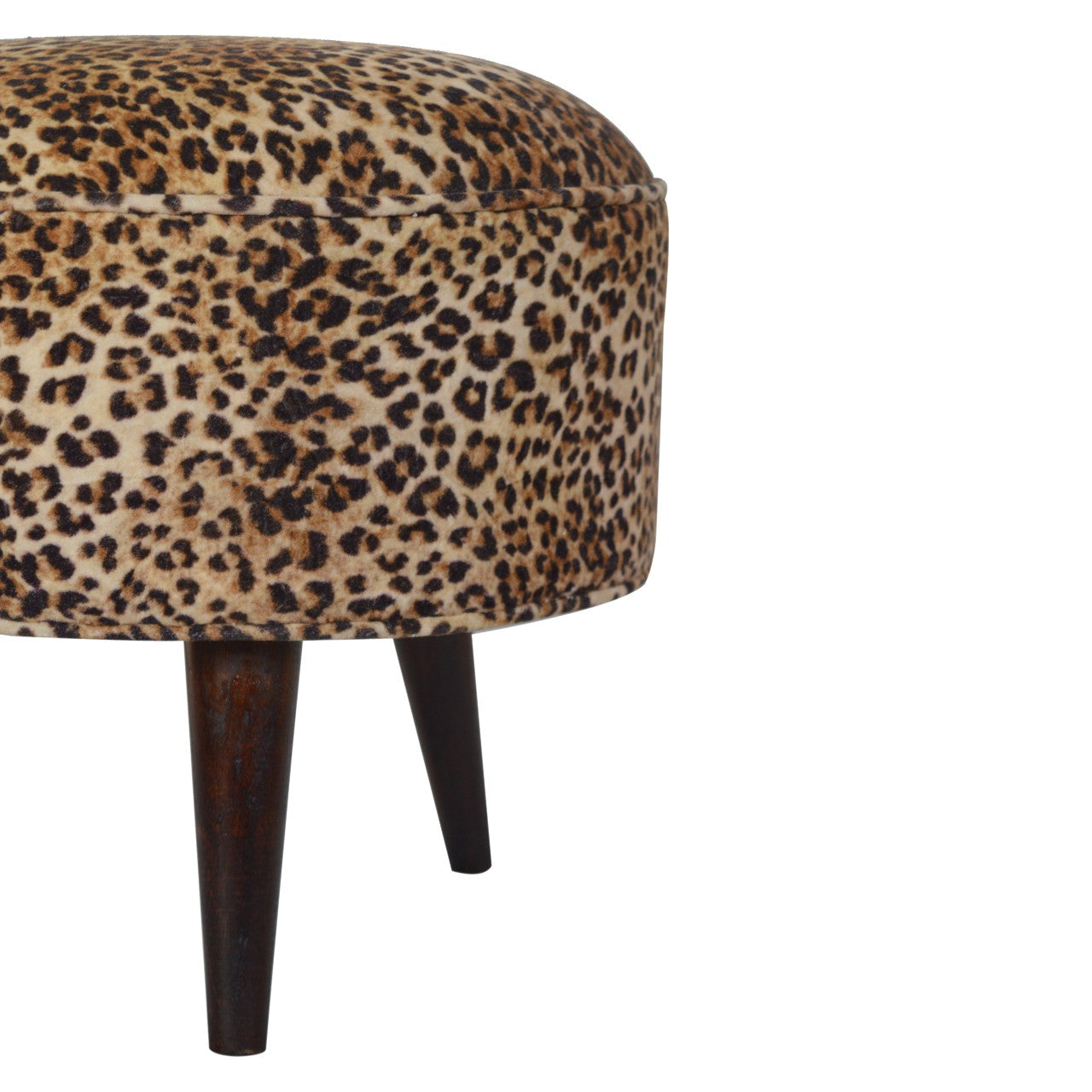 Leopard Nordic Style Footstool | Cotton Velvet