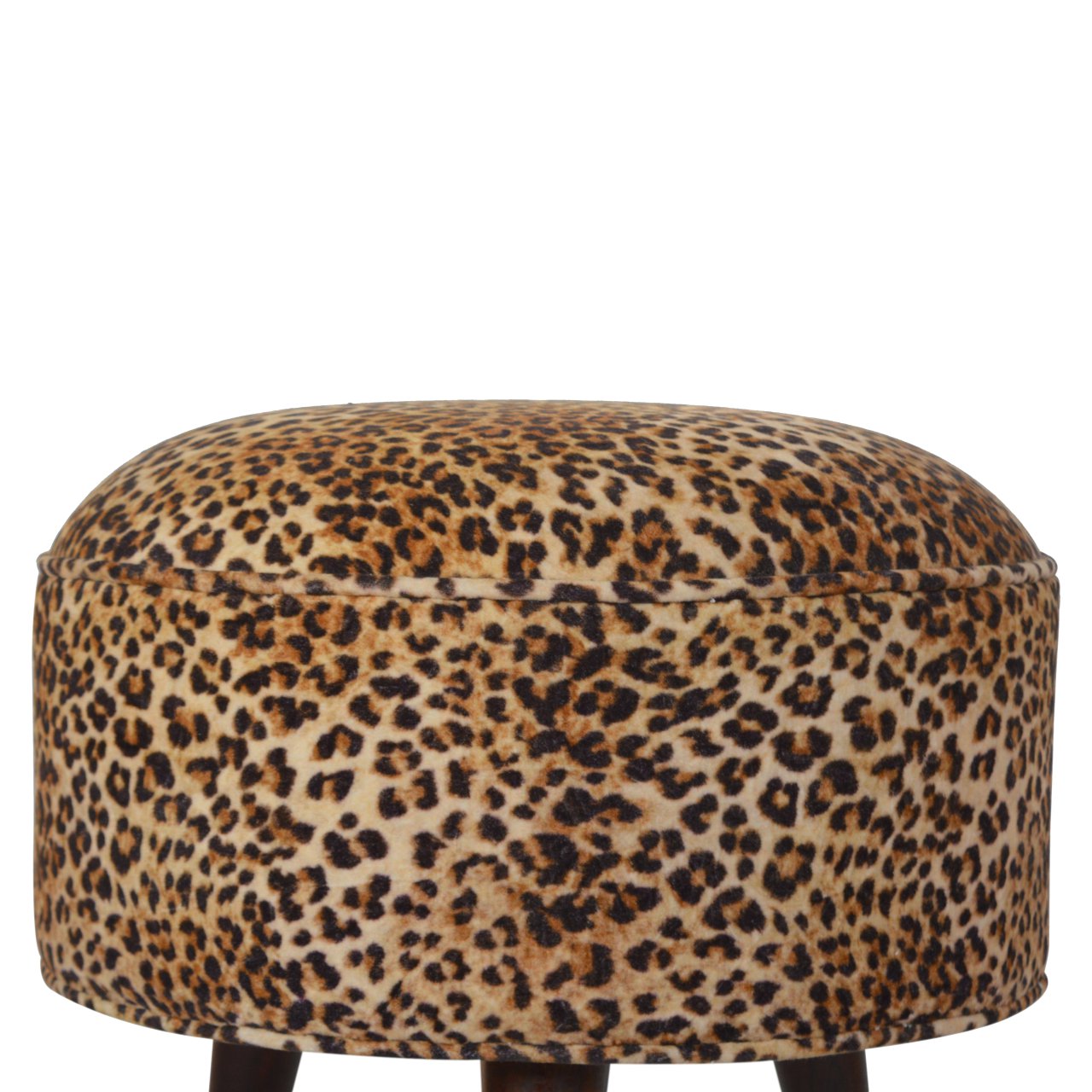 Leopard Nordic Style Footstool | Cotton Velvet