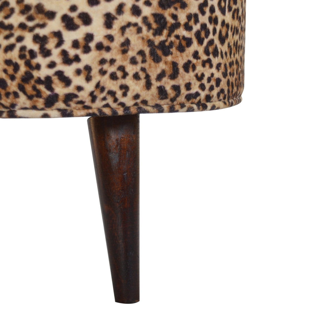Leopard Nordic Style Footstool | Cotton Velvet