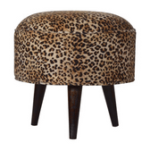 Leopard Nordic Style Footstool | Cotton Velvet