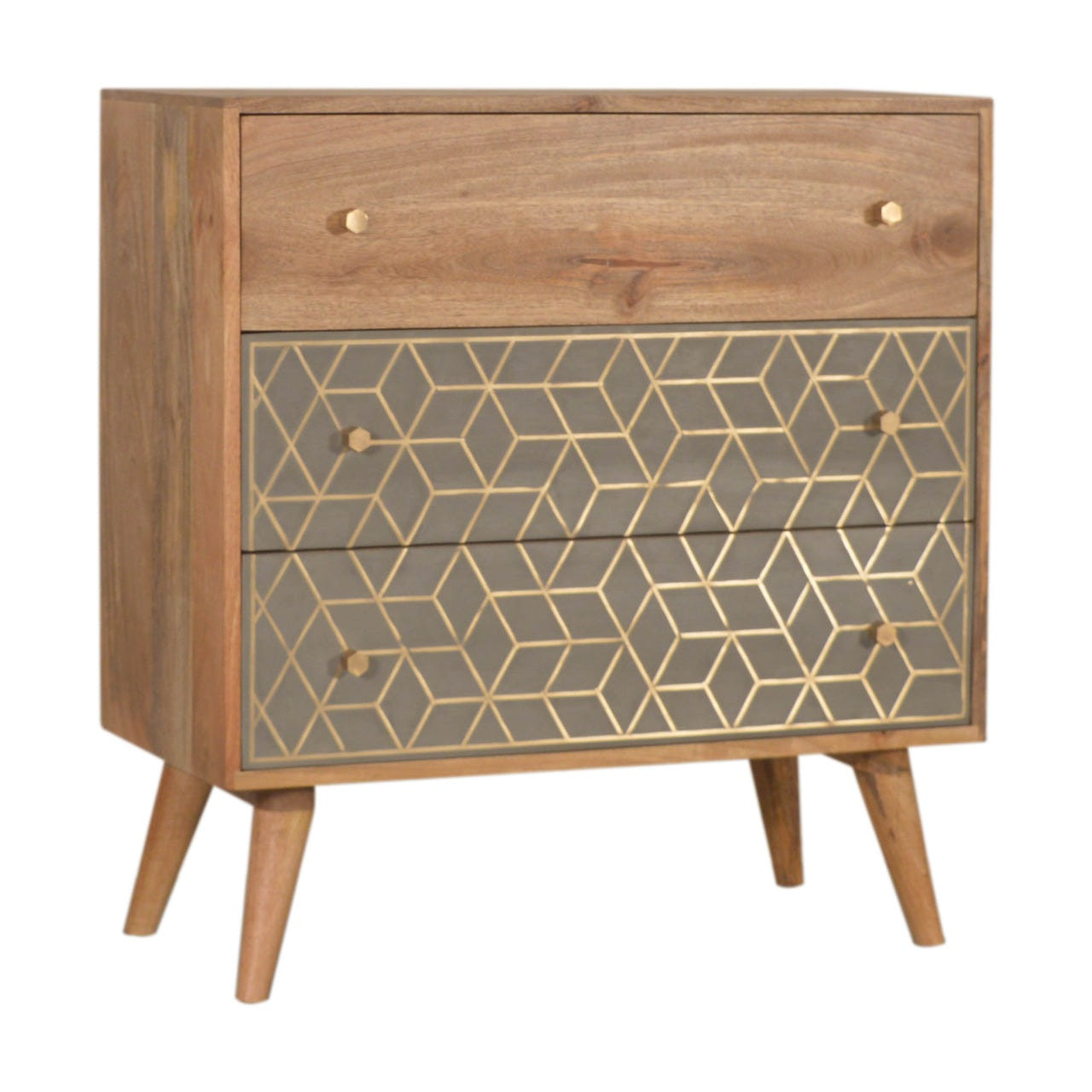 Dice Chest of Drawers | Oak Solid Mango Wood