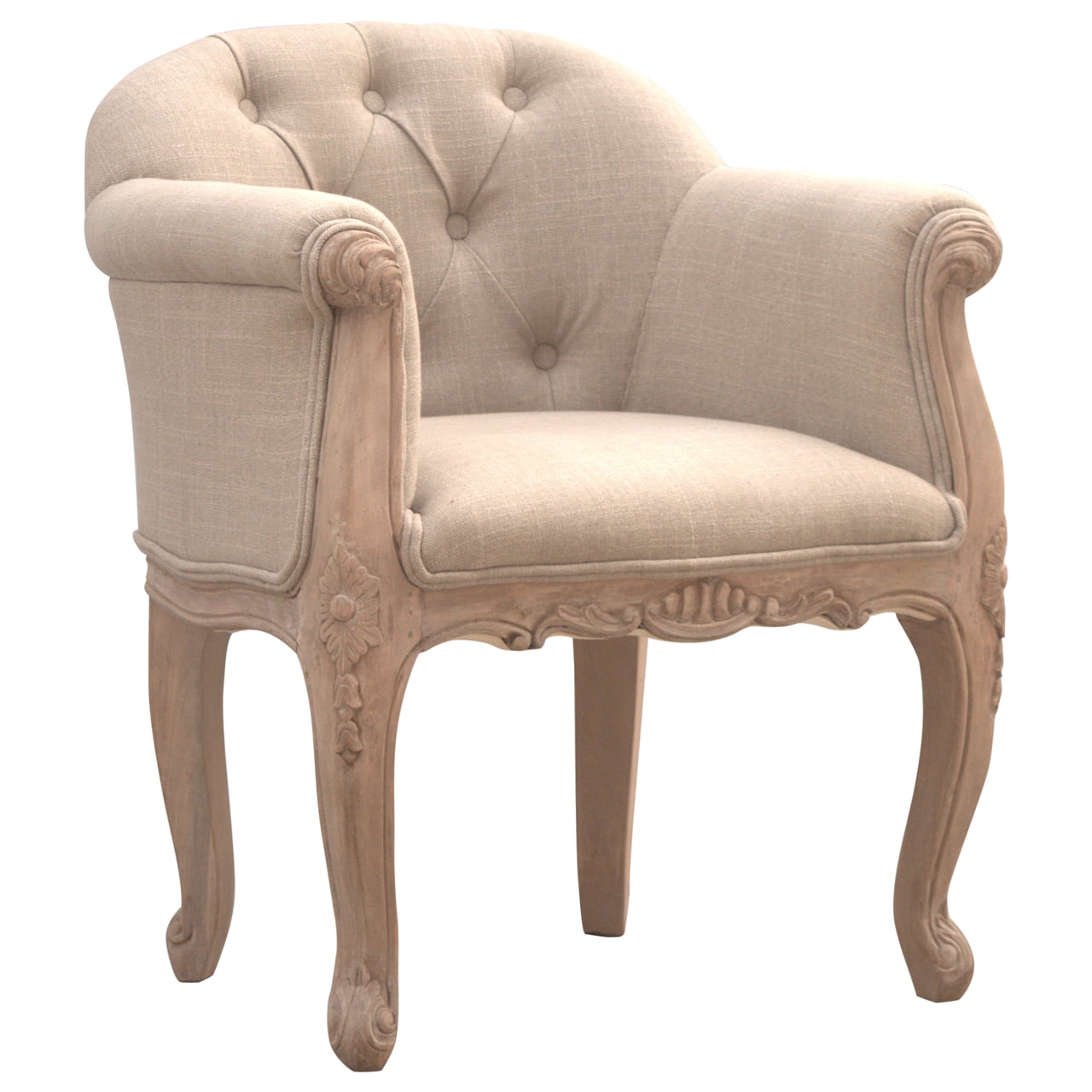 French Style Deep Button Chair | Linen
