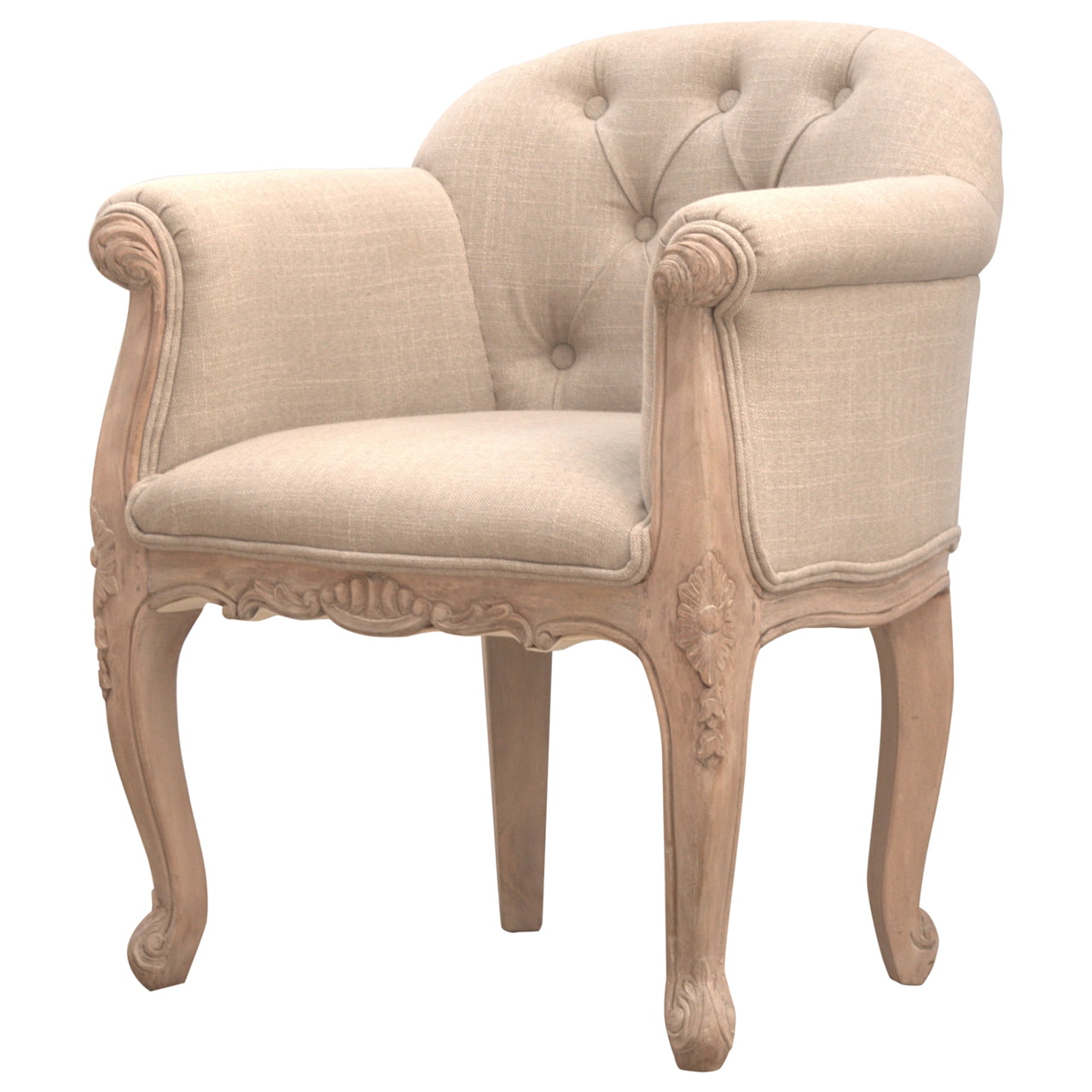 French Style Deep Button Chair | Linen