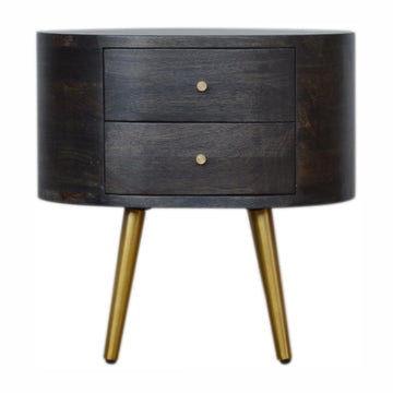 Ash Black Bedside with Brass Legs Bedside Table
