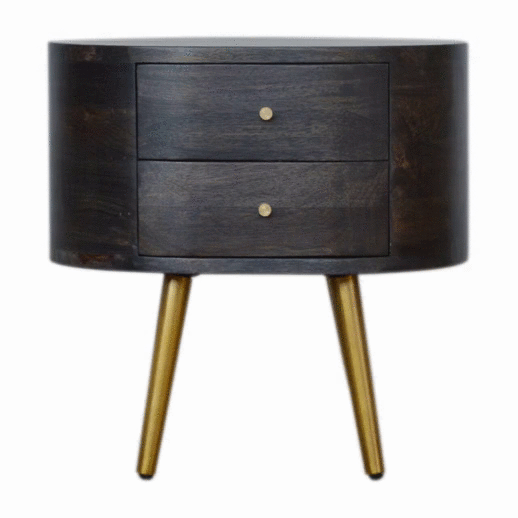 Ash Black Bedside with Brass Legs Bedside Table