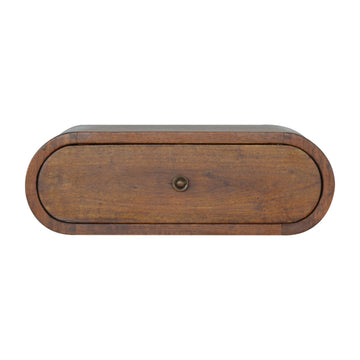 Wall Mounted Round Chestnut Bedside Table | Wall-Mounted