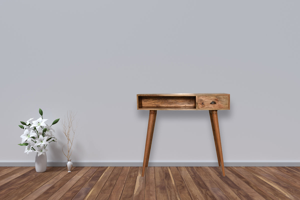 Open Slot Nordic Writing Desk | Oak-Ish Solid Mango Wood