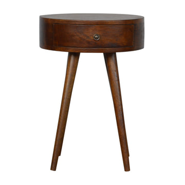 Nordic Chestnut Circular Bedside Table