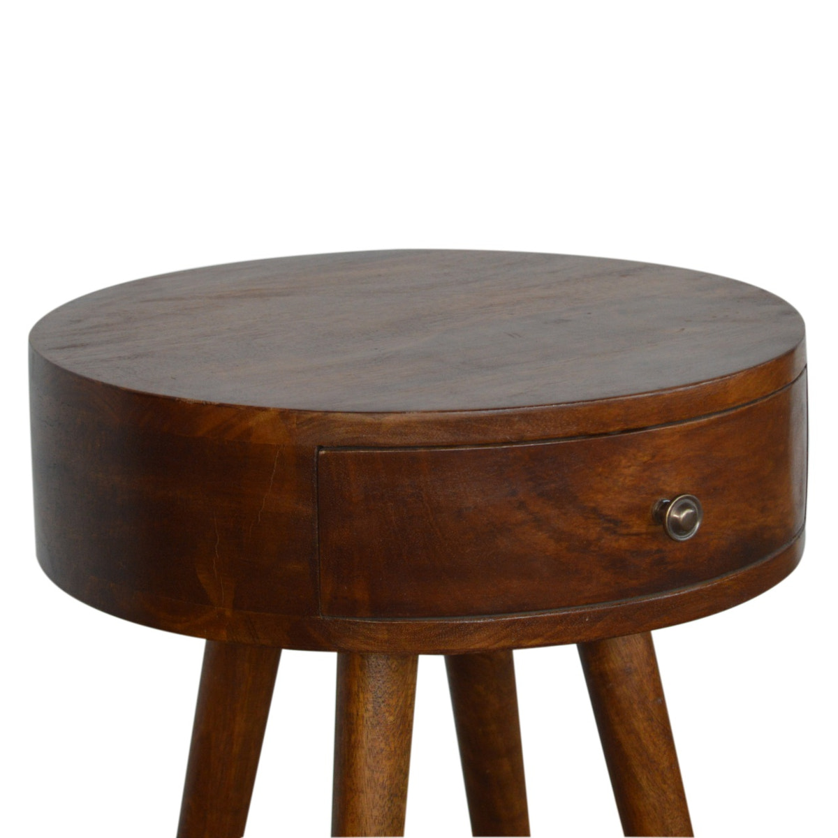 Nordic Chestnut Circular Bedside Table