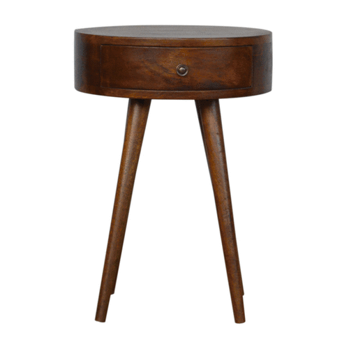 Nordic Chestnut Circular Bedside Table