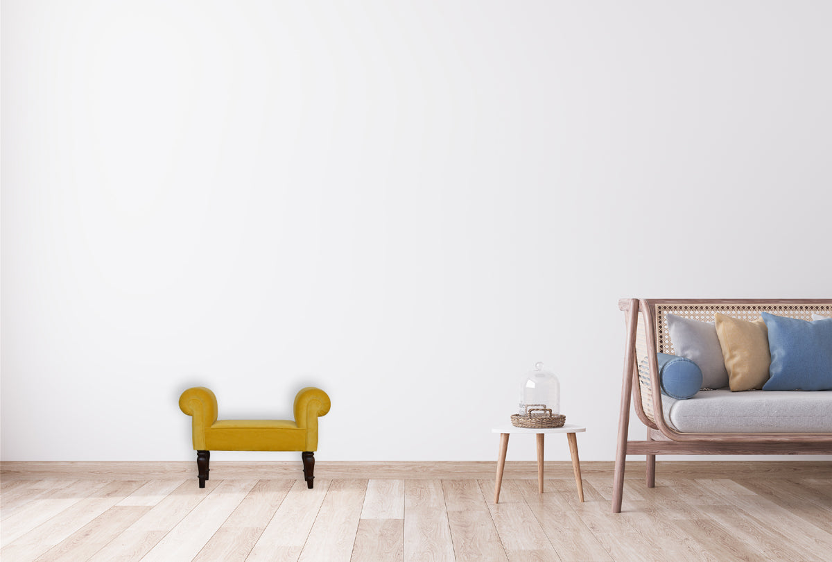 Mini Mustard Velvet Bench
