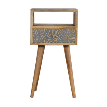 Mini Cement Chip Drawer Bedside Table | Oak-Ish Solid Mango Wood