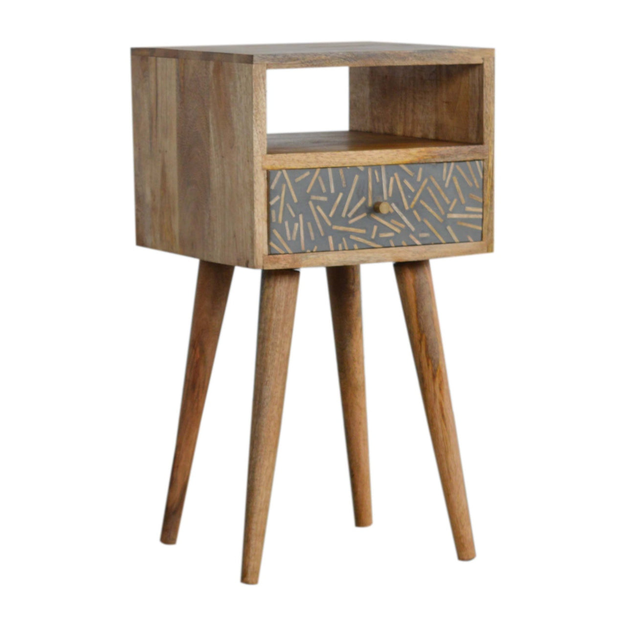 Mini Cement Chip Drawer Bedside Table | Oak-Ish Solid Mango Wood