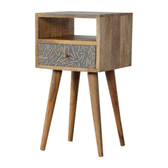 Mini Cement Chip Drawer Bedside Table | Oak-Ish Solid Mango Wood