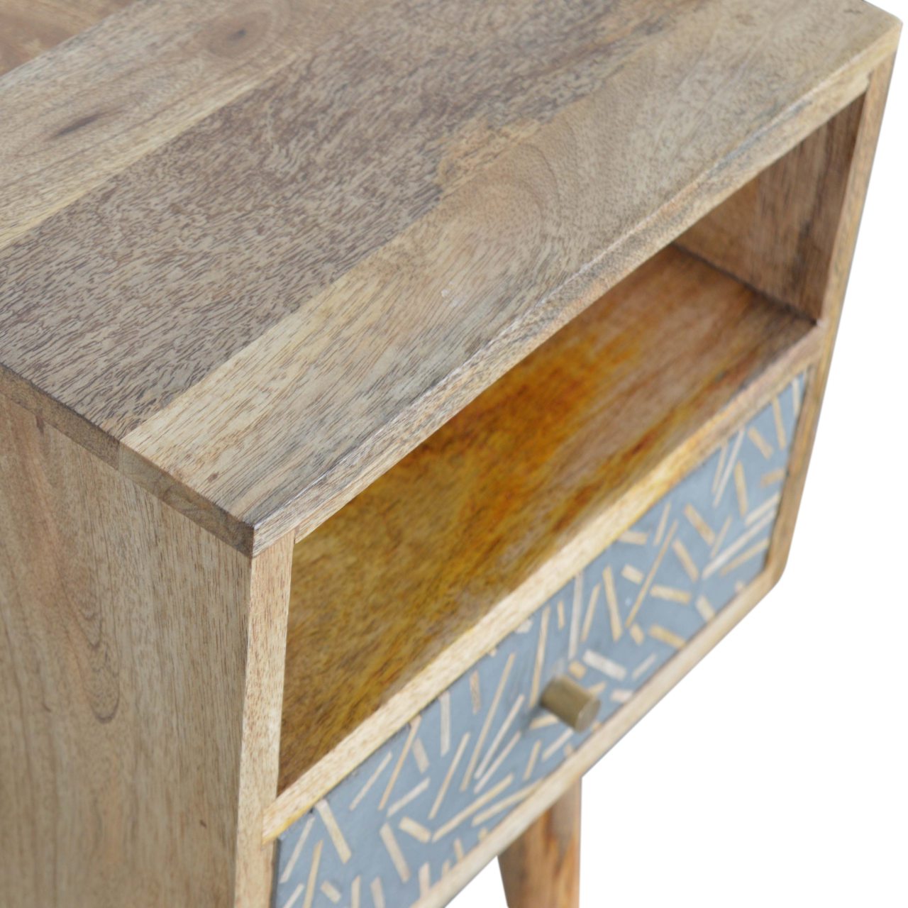 Mini Cement Chip Drawer Bedside Table | Oak-Ish Solid Mango Wood