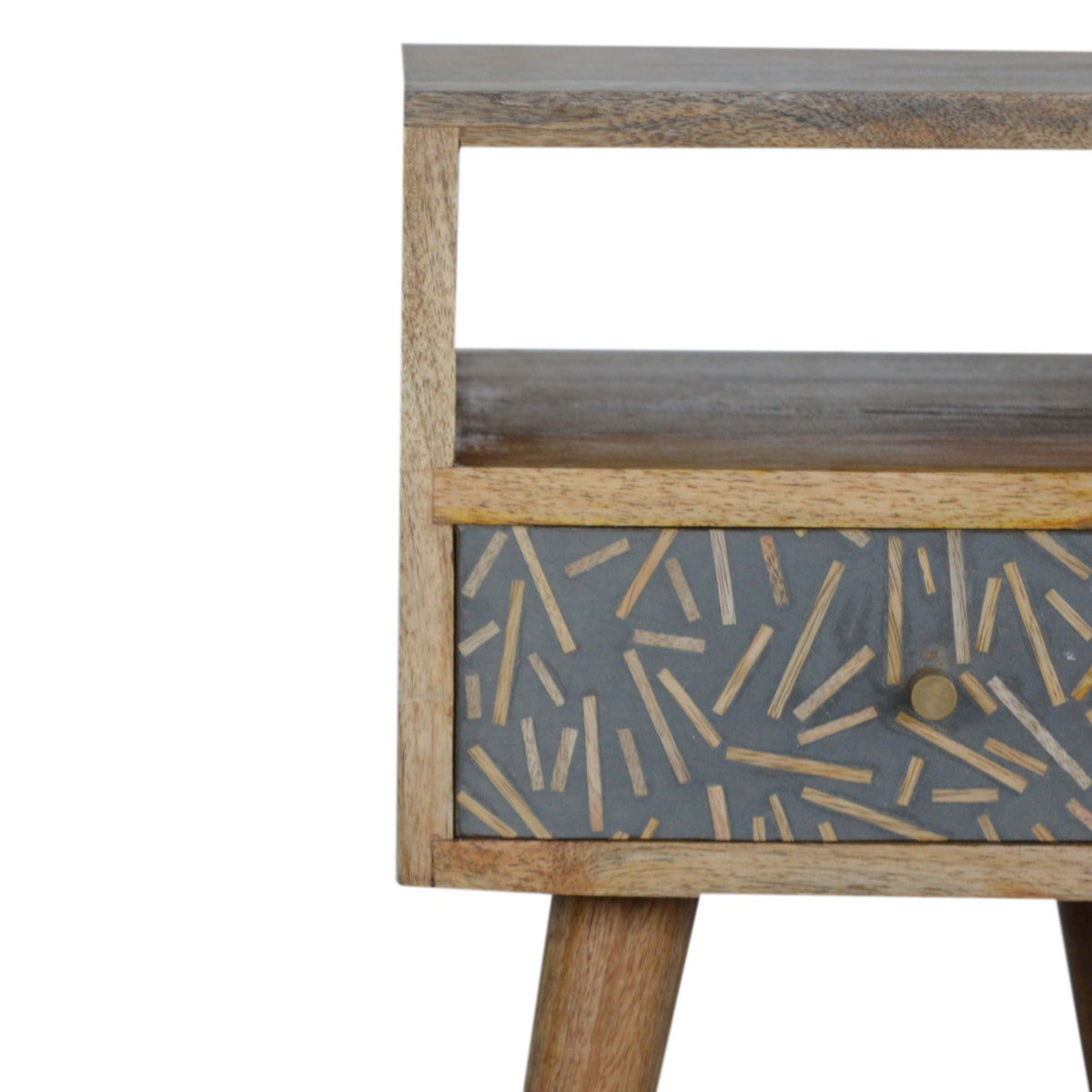 Mini Cement Chip Drawer Bedside Table | Oak-Ish Solid Mango Wood