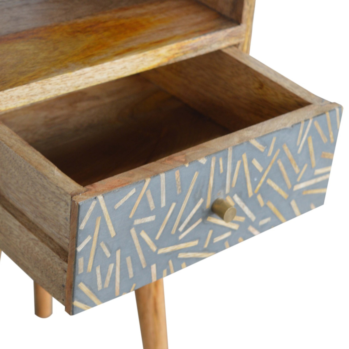 Mini Cement Chip Drawer Bedside Table | Oak-Ish Solid Mango Wood