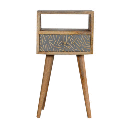 Mini Cement Chip Drawer Bedside Table | Oak-Ish Solid Mango Wood