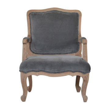Grey Velvet French Style Chair