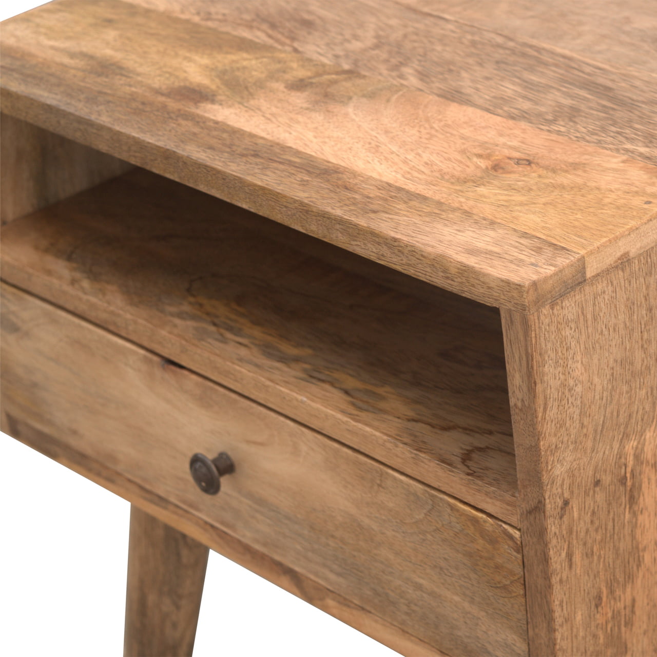 Modern Bedside with Open Slot Bedside Table | Oak Mango Wood