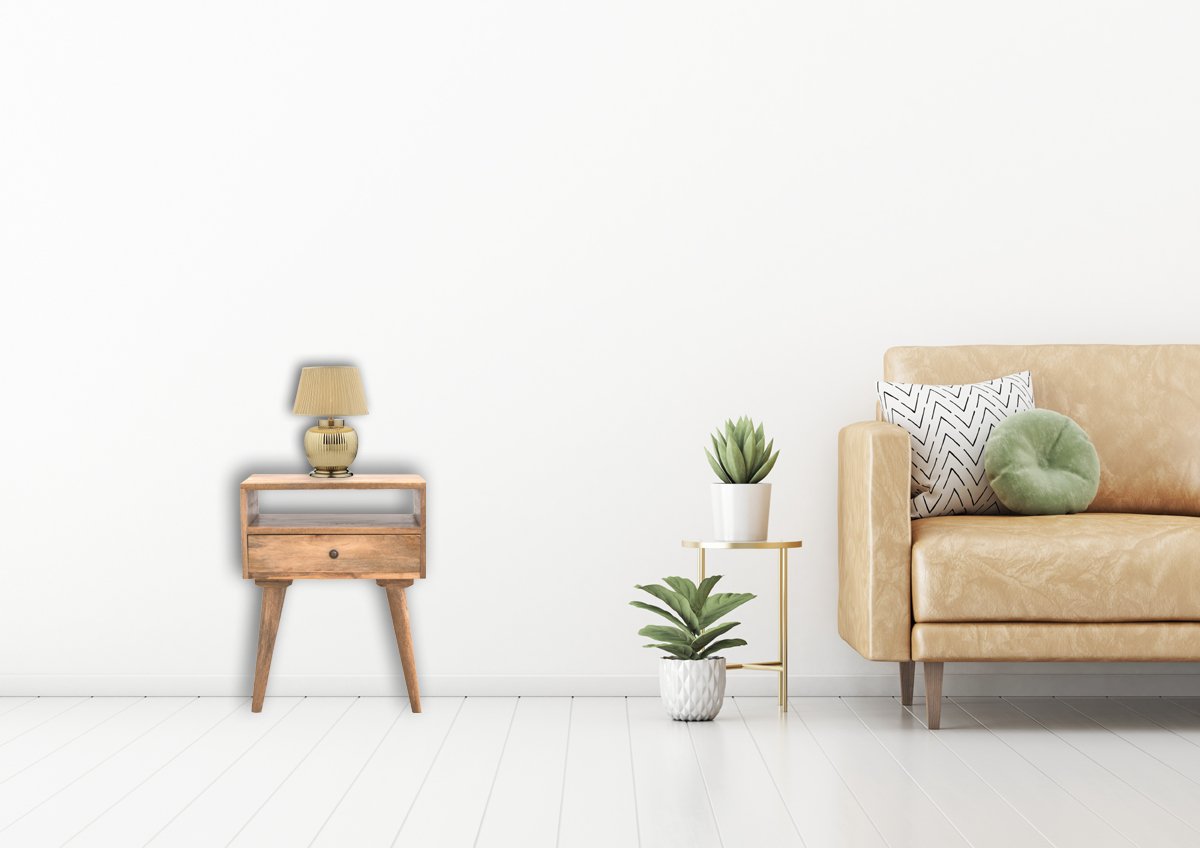 Modern Bedside with Open Slot Bedside Table | Oak Mango Wood