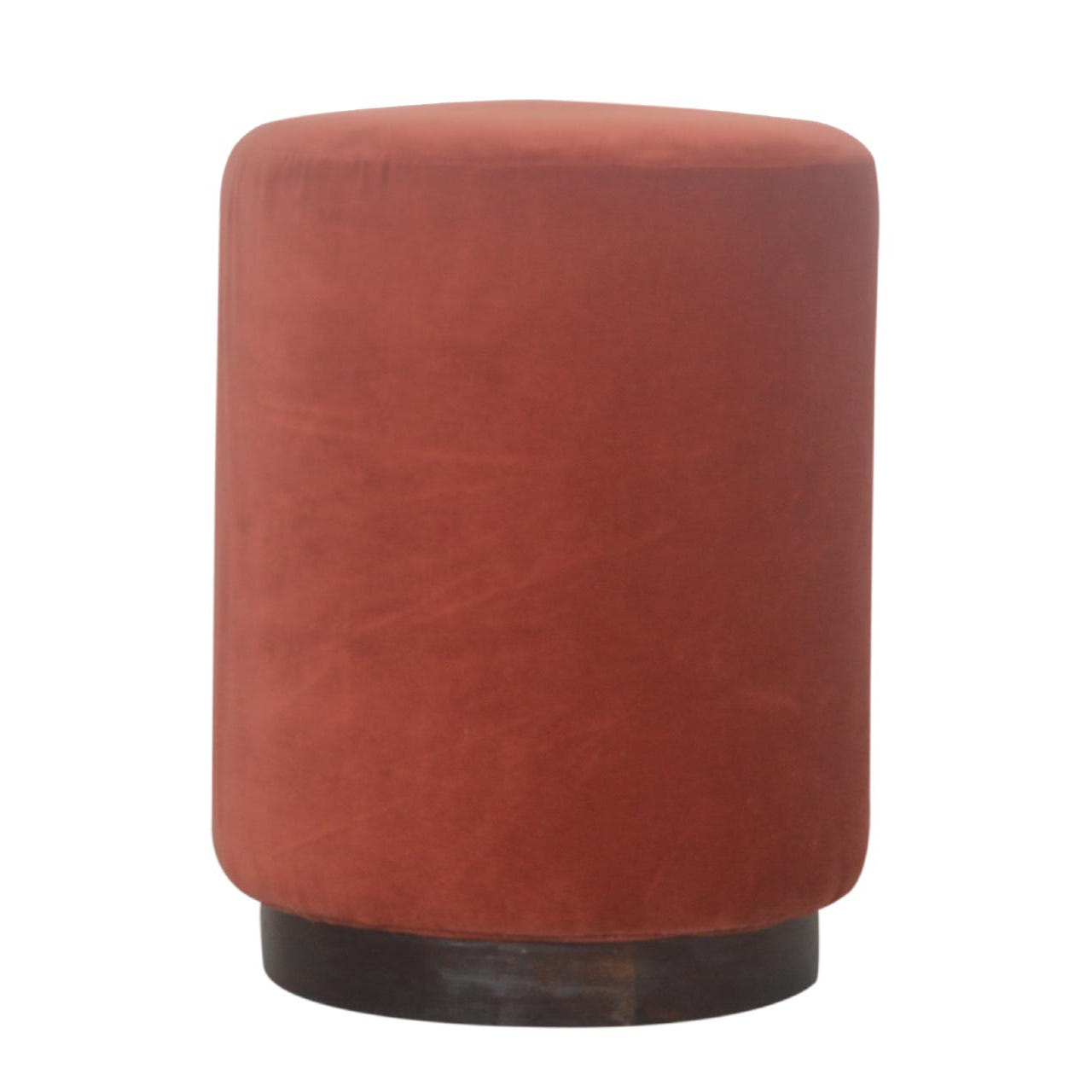 Brick Red Footstool with Gold Base | Velvet
