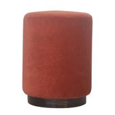 Brick Red Footstool with Gold Base | Velvet