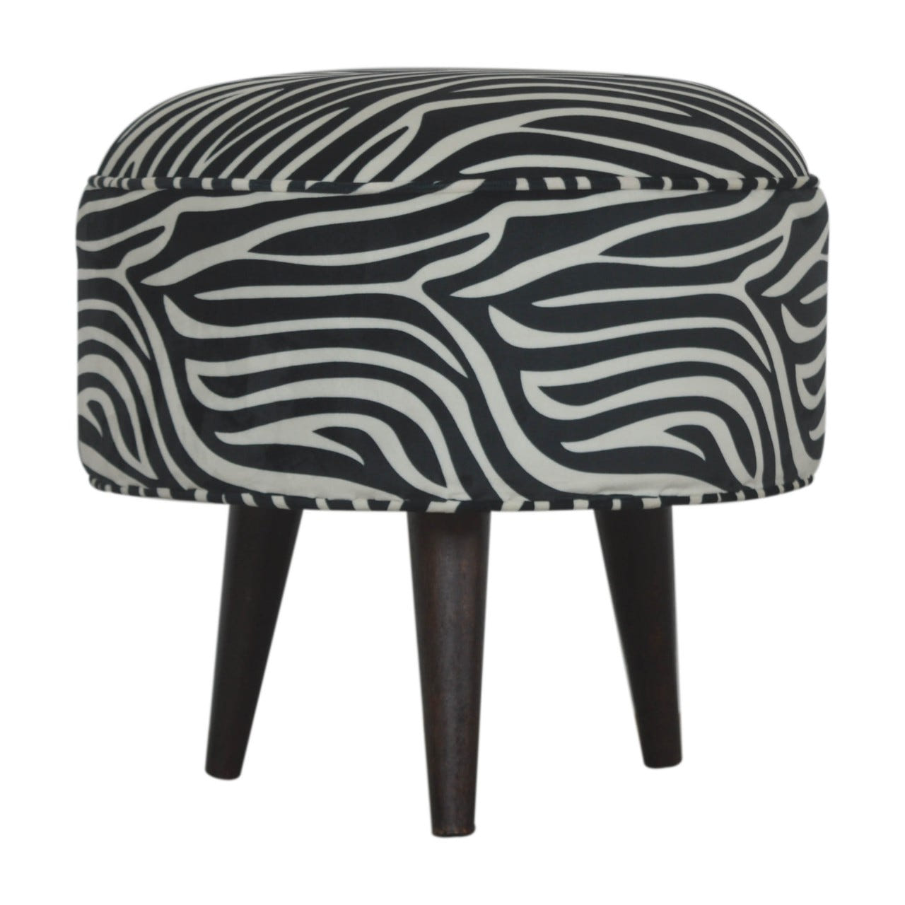 Zebra Nordic Style Footstool | Cotton Velvet