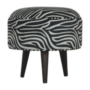 Zebra Nordic Style Footstool | Cotton Velvet