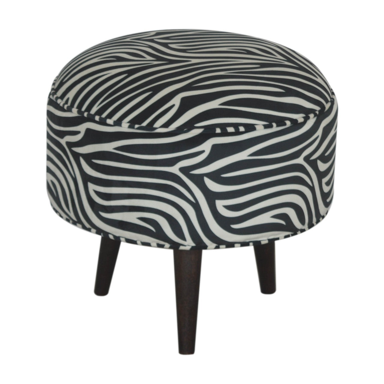 Zebra Nordic Style Footstool | Cotton Velvet