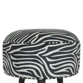Zebra Nordic Style Footstool | Cotton Velvet