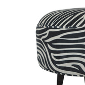 Zebra Nordic Style Footstool | Cotton Velvet