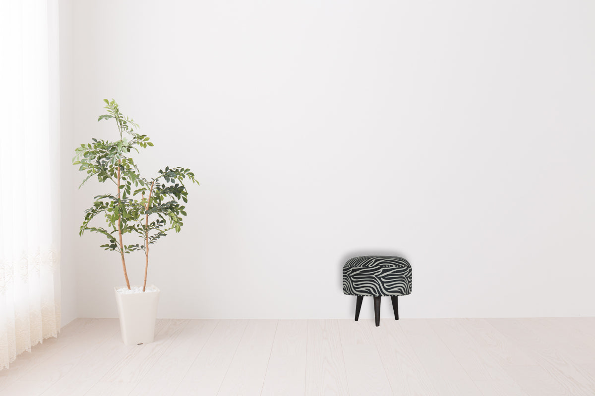 Zebra Nordic Style Footstool | Cotton Velvet