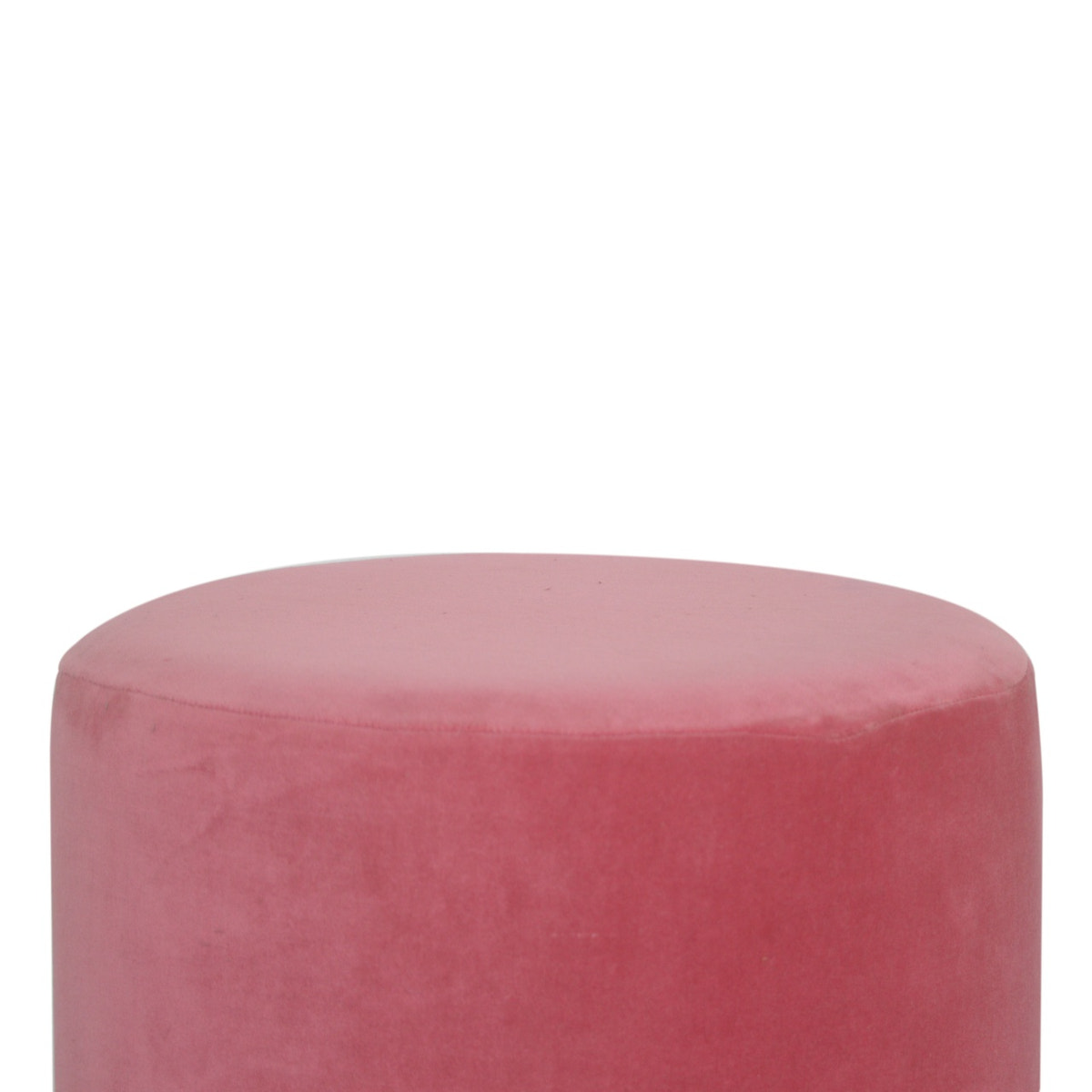 Large Pink Footstool with Gold Base | Cotton Velvet