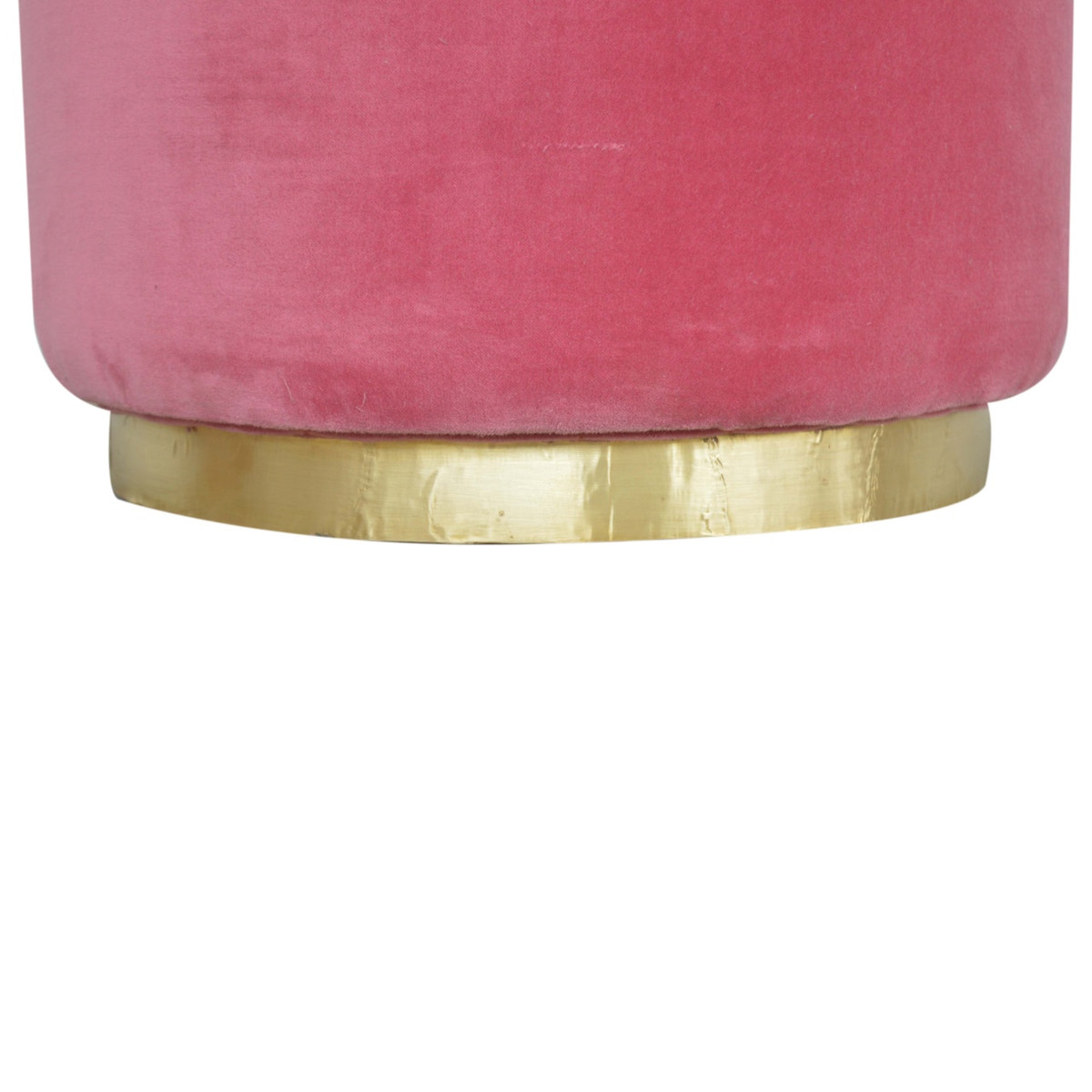 Large Pink Footstool with Gold Base | Cotton Velvet