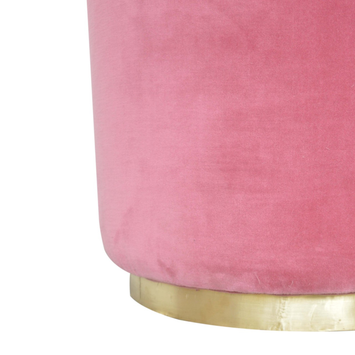 Large Pink Footstool with Gold Base | Cotton Velvet