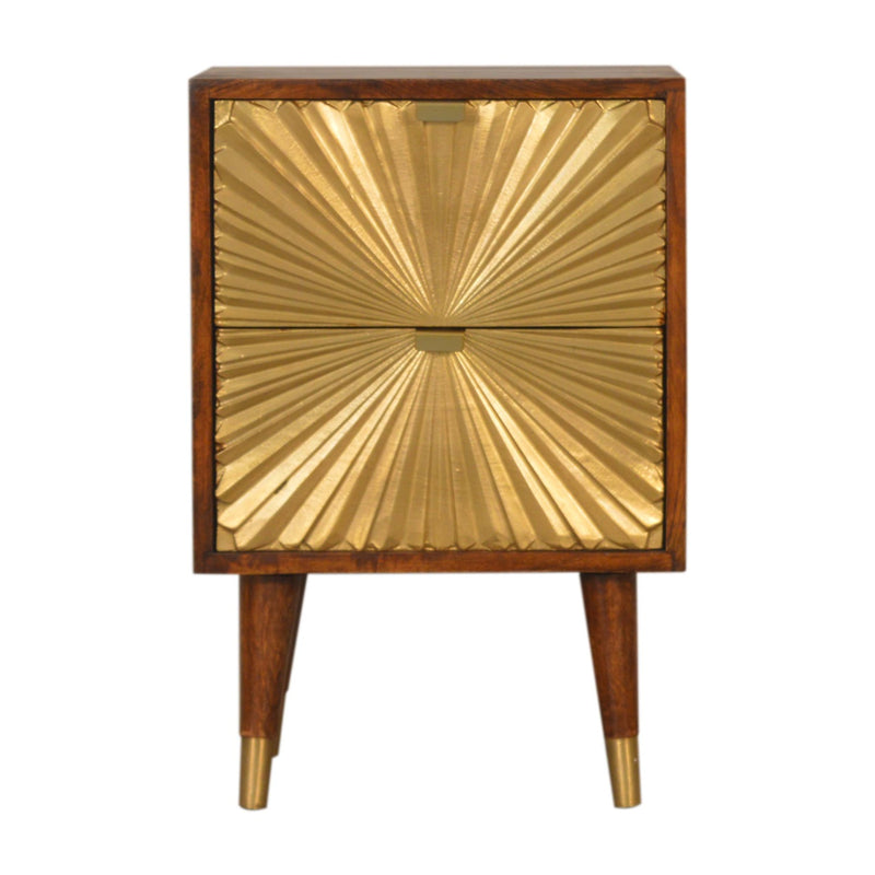 Manila Gold Bedside Table | Chestnut Solid Mango Wood