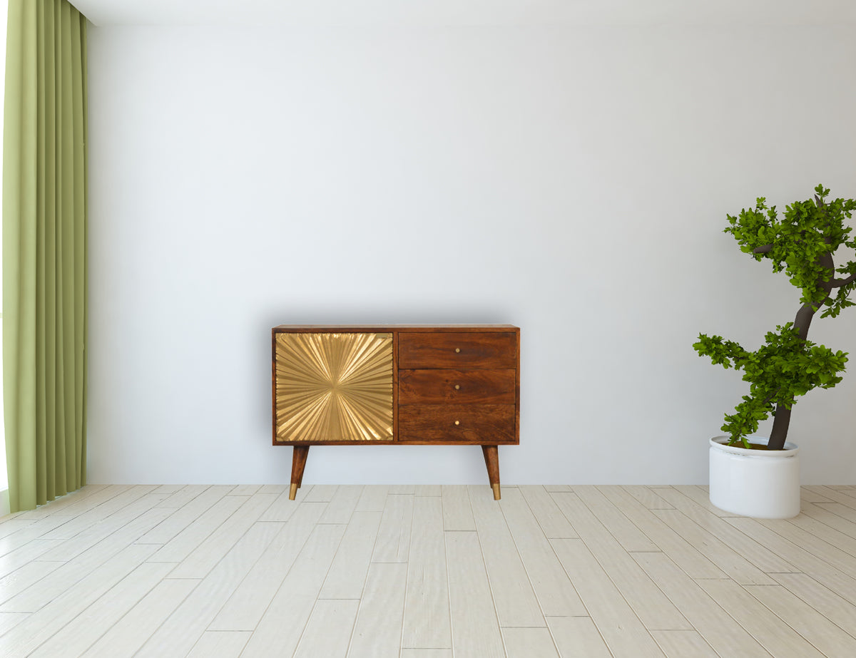 Manila Gold Sideboard Chest of Drawers | Chestnut Solid Mango Wood