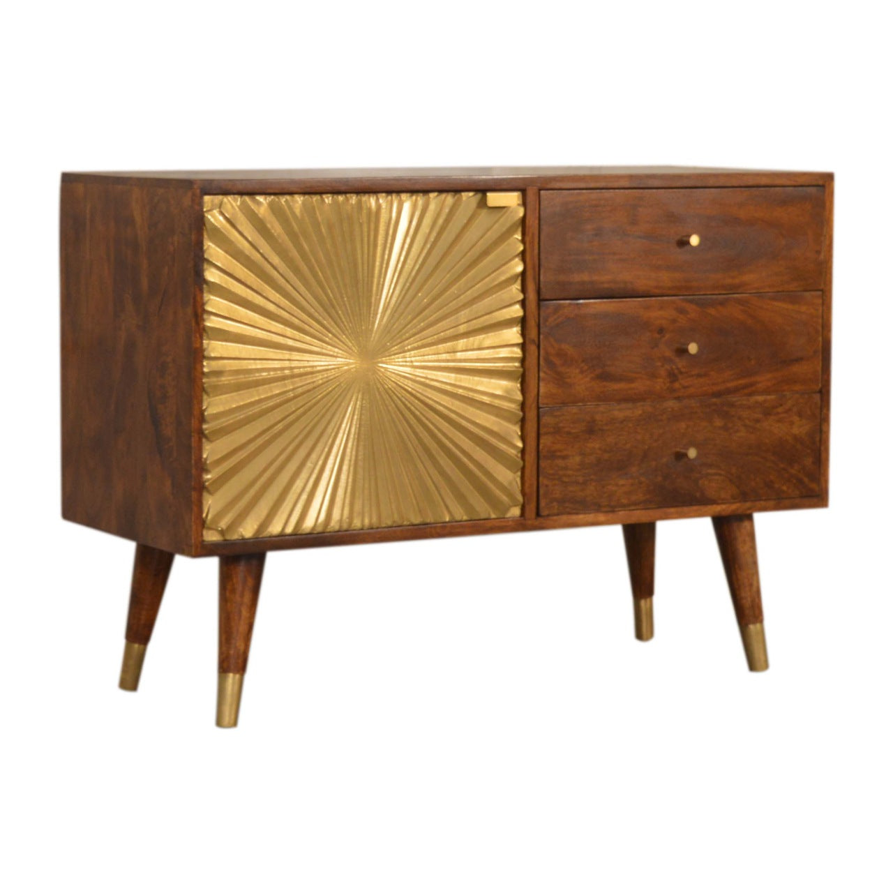 Manila Gold Sideboard Chest of Drawers | Chestnut Solid Mango Wood