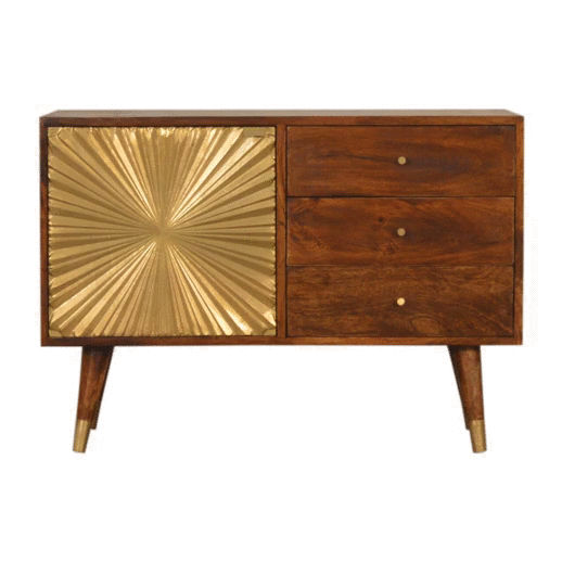 Manila Gold Sideboard Chest of Drawers | Chestnut Solid Mango Wood