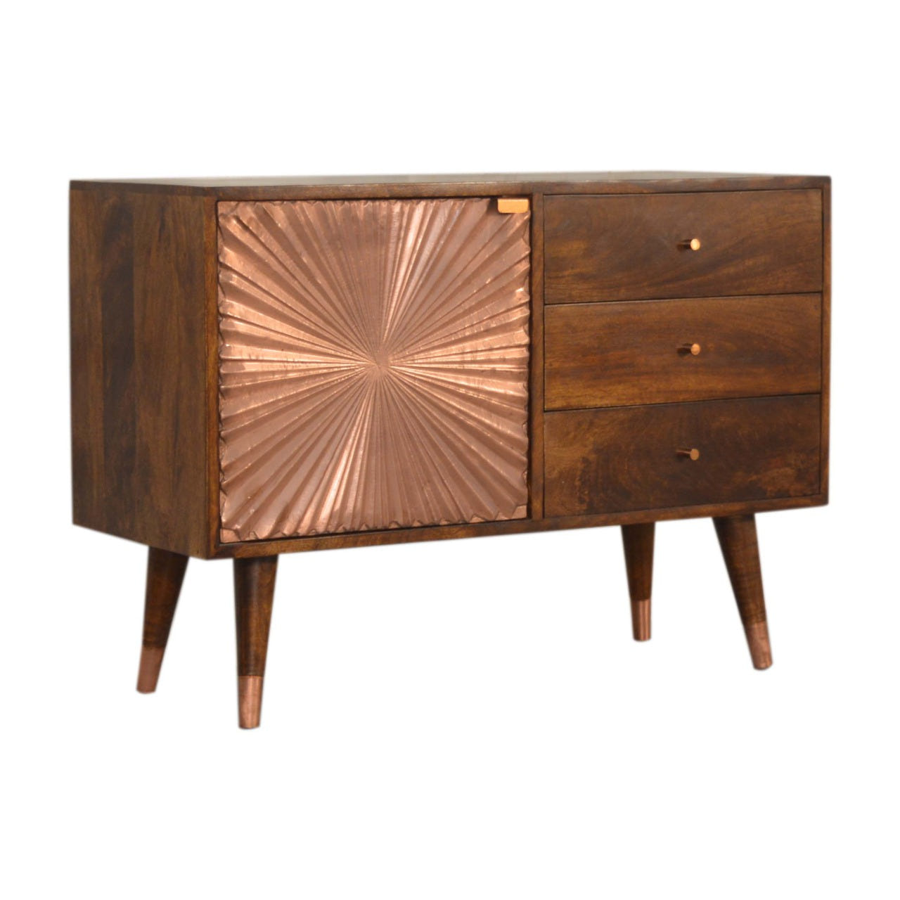 Manila Copper Sideboard Chest of Drawers | Chestnut Solid Mango Wood