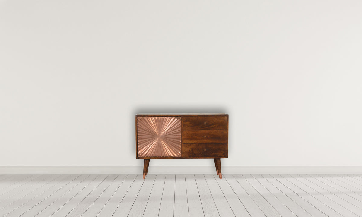 Manila Copper Sideboard Chest of Drawers | Chestnut Solid Mango Wood