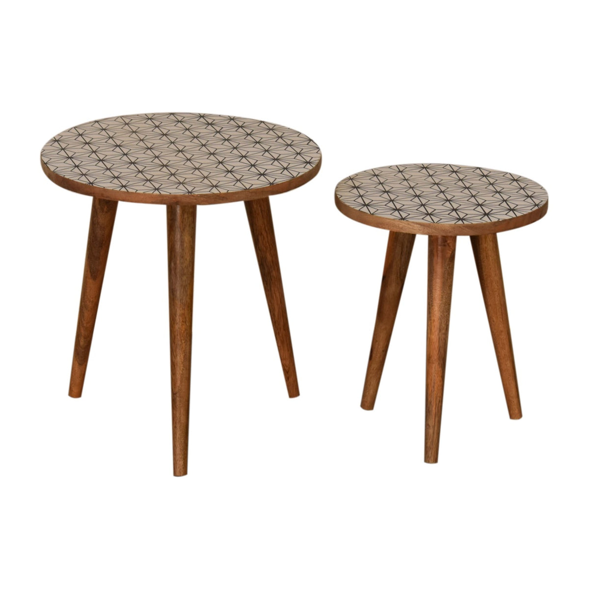 Prima Nesting Stools Footstool | Oak Mango Wood
