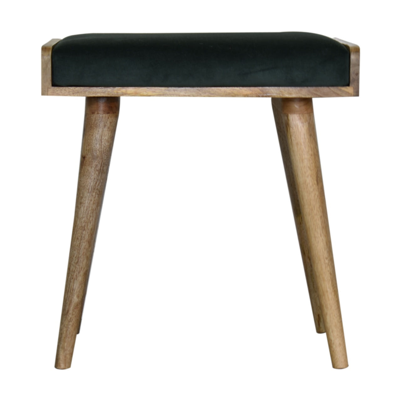 Emerald Velvet Tray Style Footstool | Cotton Velvet
