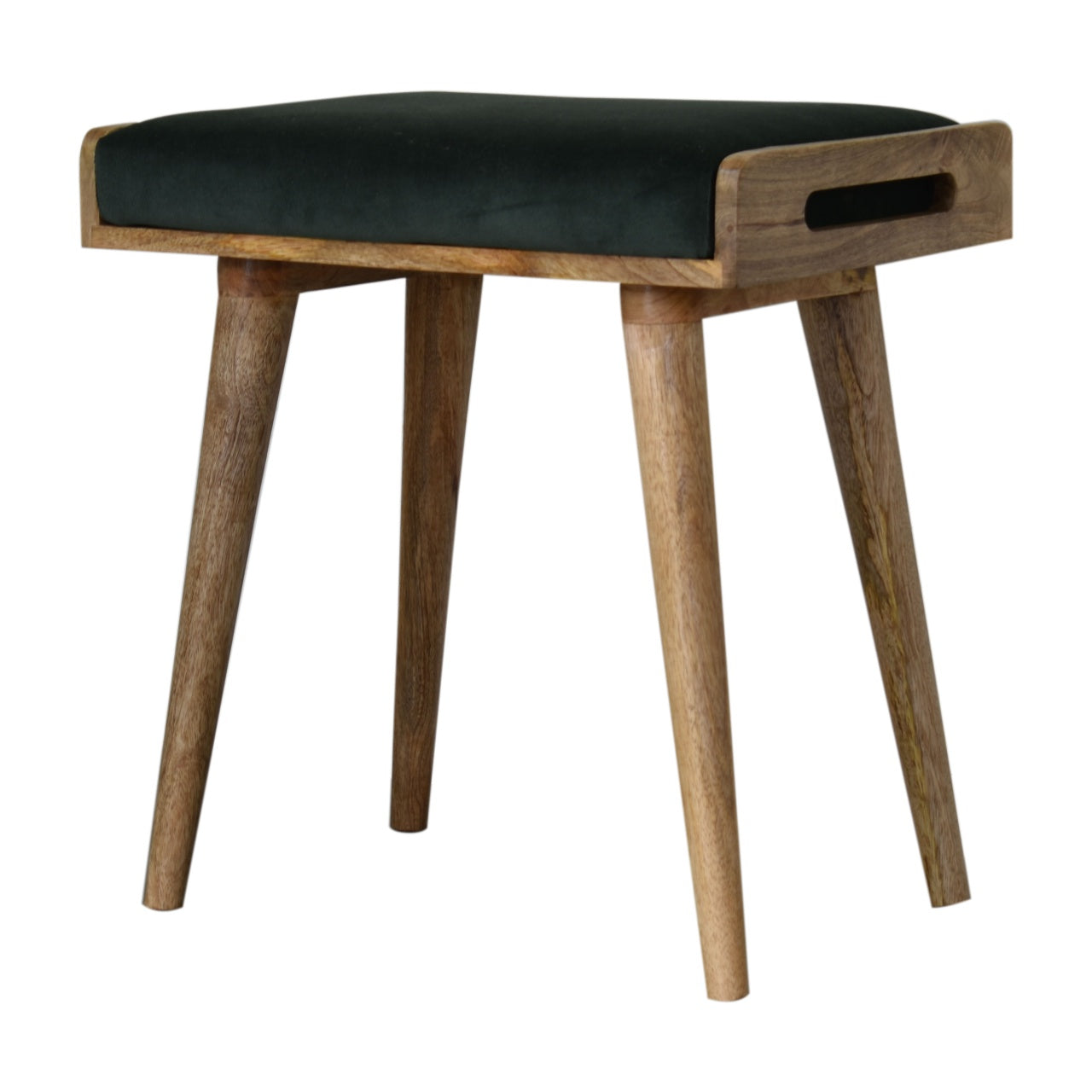 Emerald Velvet Tray Style Footstool | Cotton Velvet