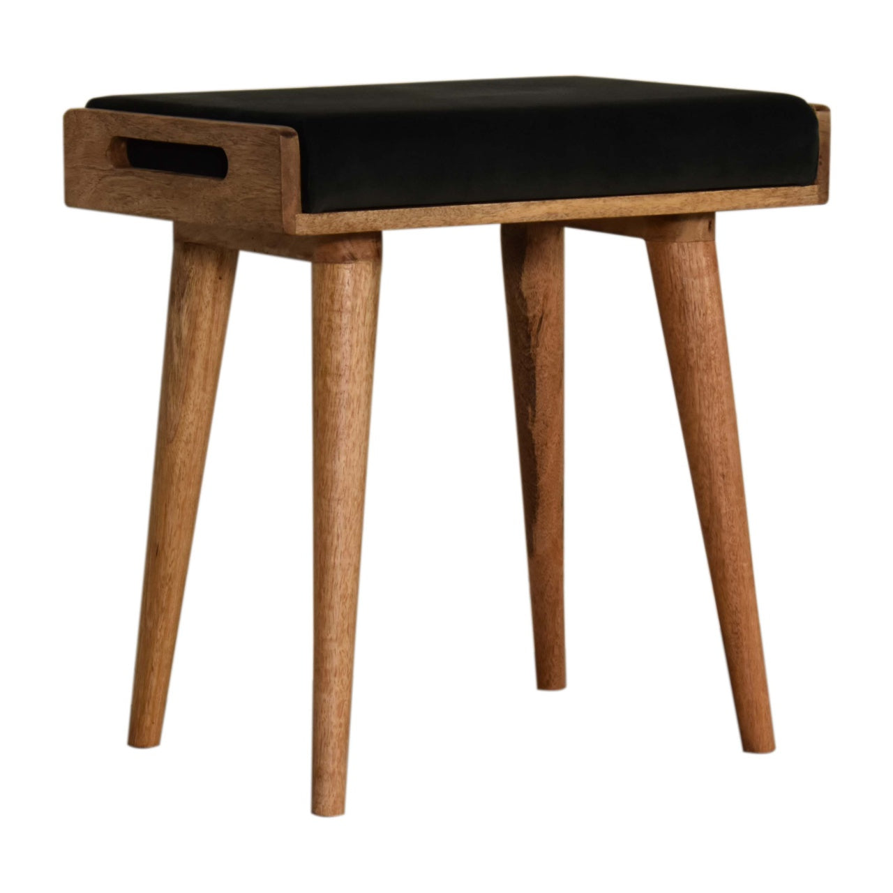 Emerald Velvet Tray Style Footstool | Cotton Velvet