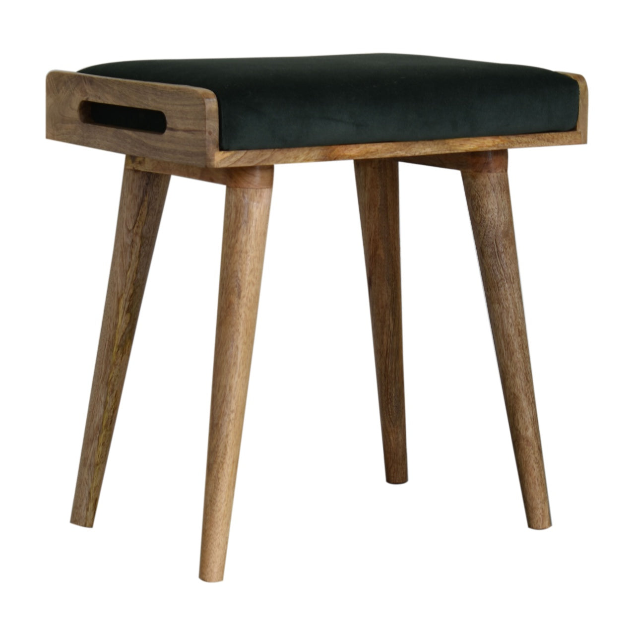 Emerald Velvet Tray Style Footstool | Cotton Velvet